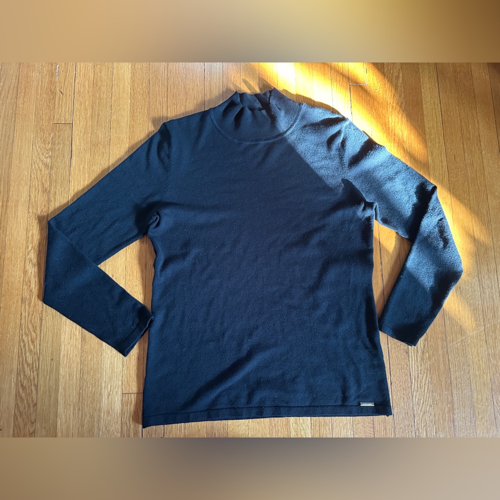T Tahari Black Rayon Mock Turtleneck Pullover Sweater, Size S